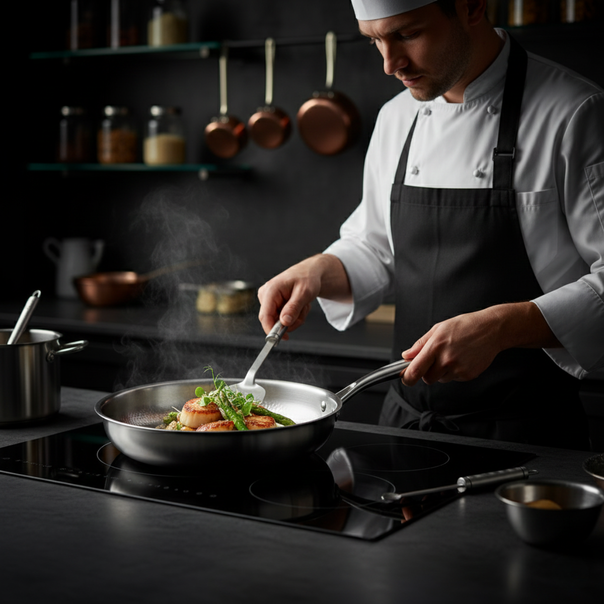 Ensemble Poêle en Titane Martelé & Ustensile