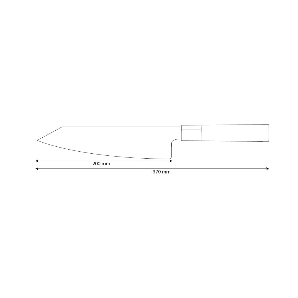 Couteau de chef martelé de style japonais – 20 cm profil équilibré
