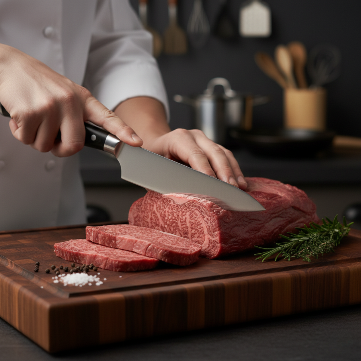 Couteau de chef japonais martelé à la main – Lame de précision de 7,9 pouces (20 cm)