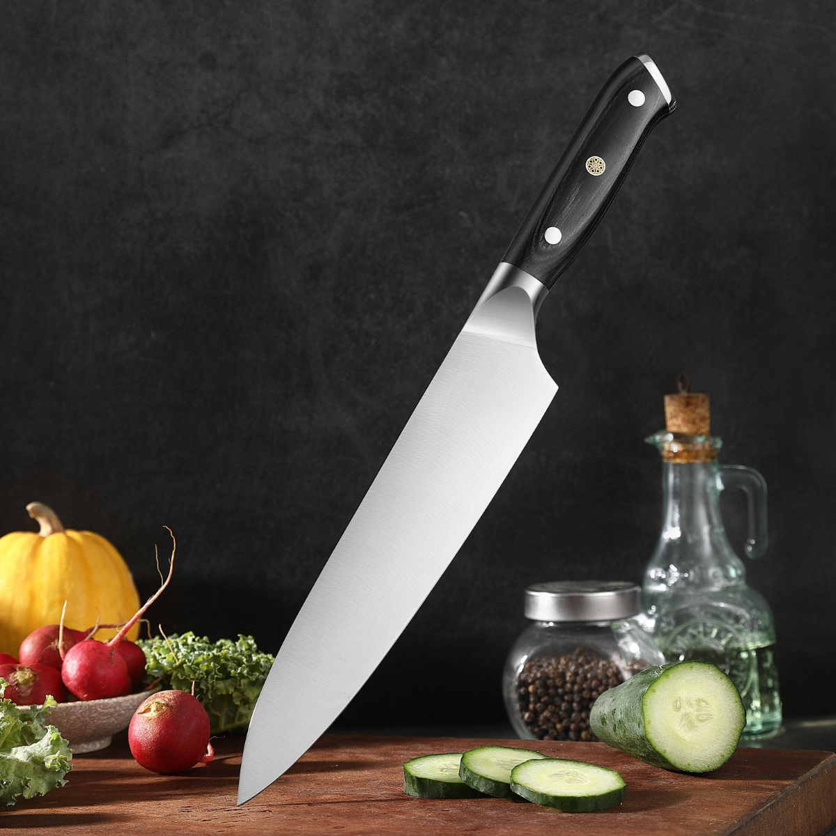 Couteau de chef japonais martelé à la main – Lame de précision de 7,9 pouces (20 cm)
