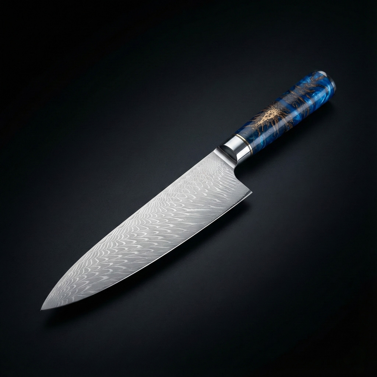 Couteau de chef martelé de style japonais – 20 cm lame de précision