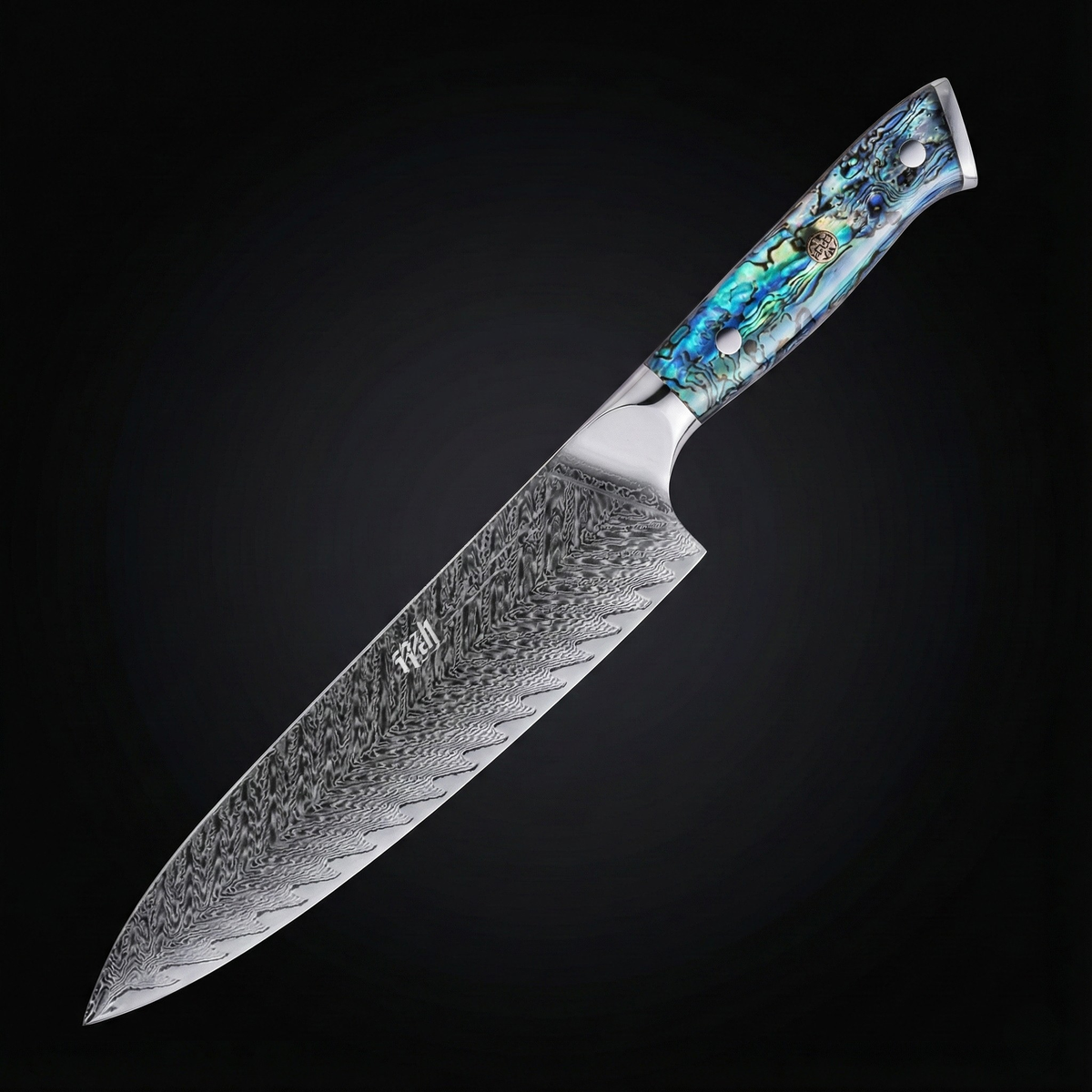 Couteau de chef japonais en acier Damas – Lame polyvalente de 8,0 pouces (20,4 cm)