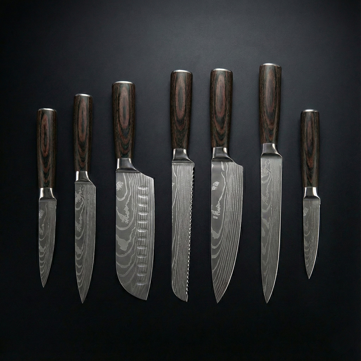 Set de couteaux de style japonais – collection de précision (7 pièces)