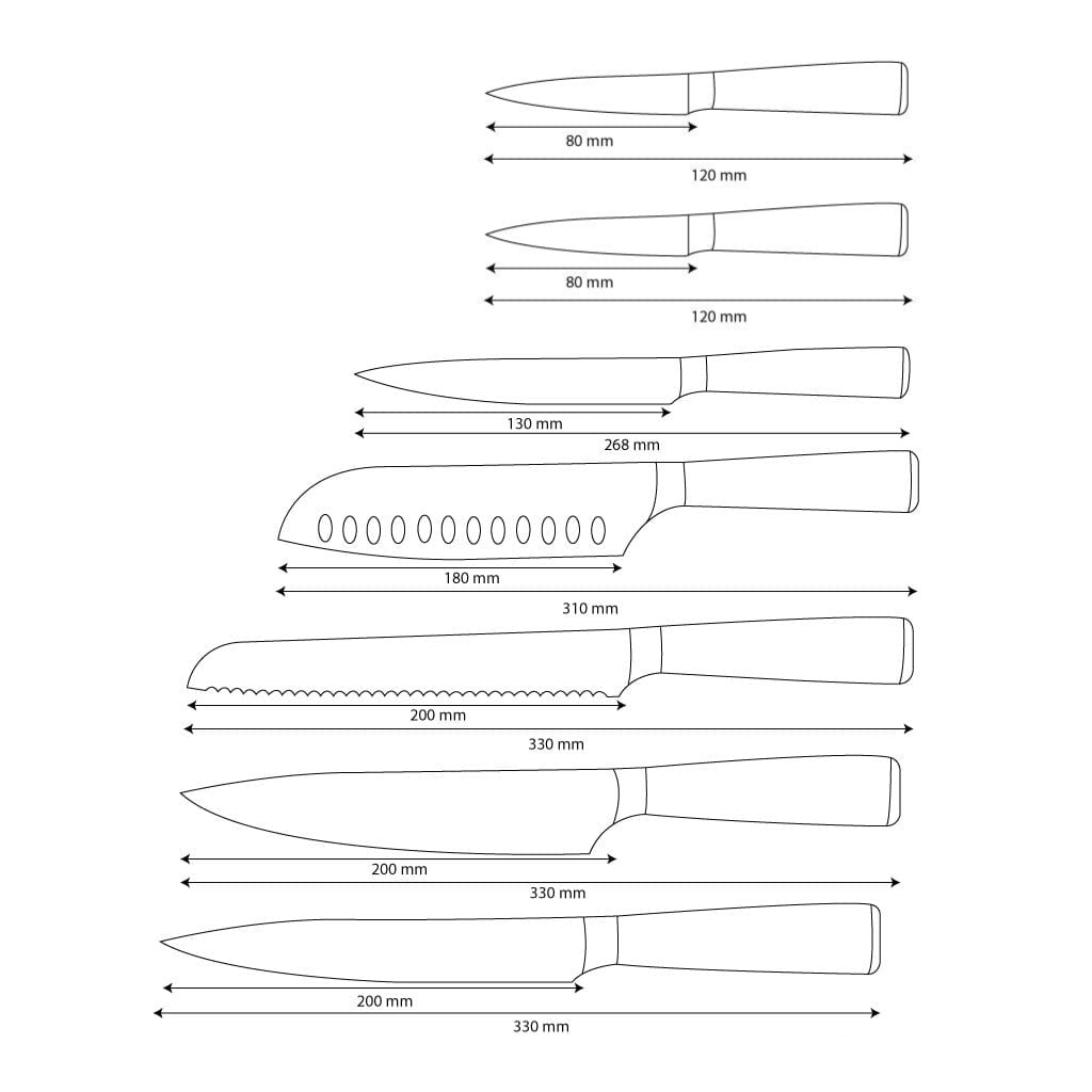 Set de couteaux de style japonais – collection de précision (7 pièces)