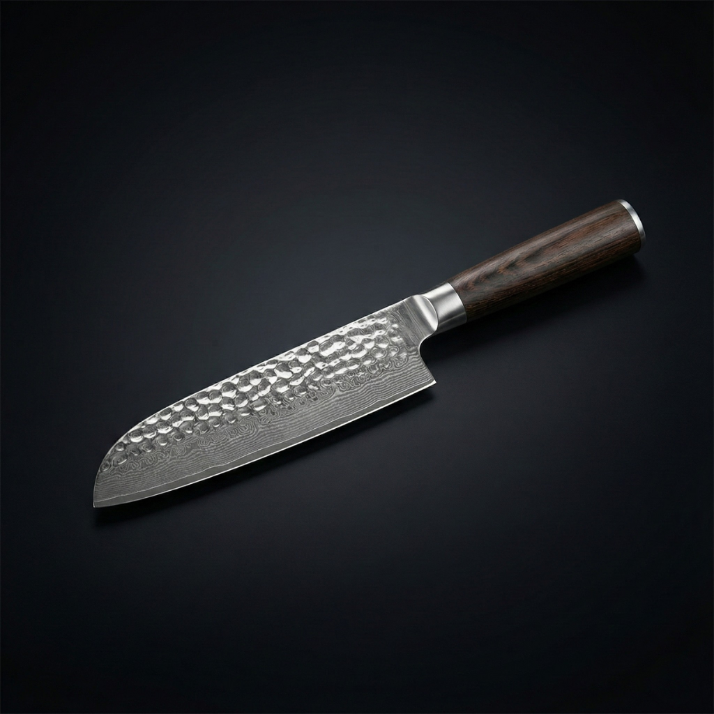 Couteau santoku martelé de style japonais – 18 cm lame de précision