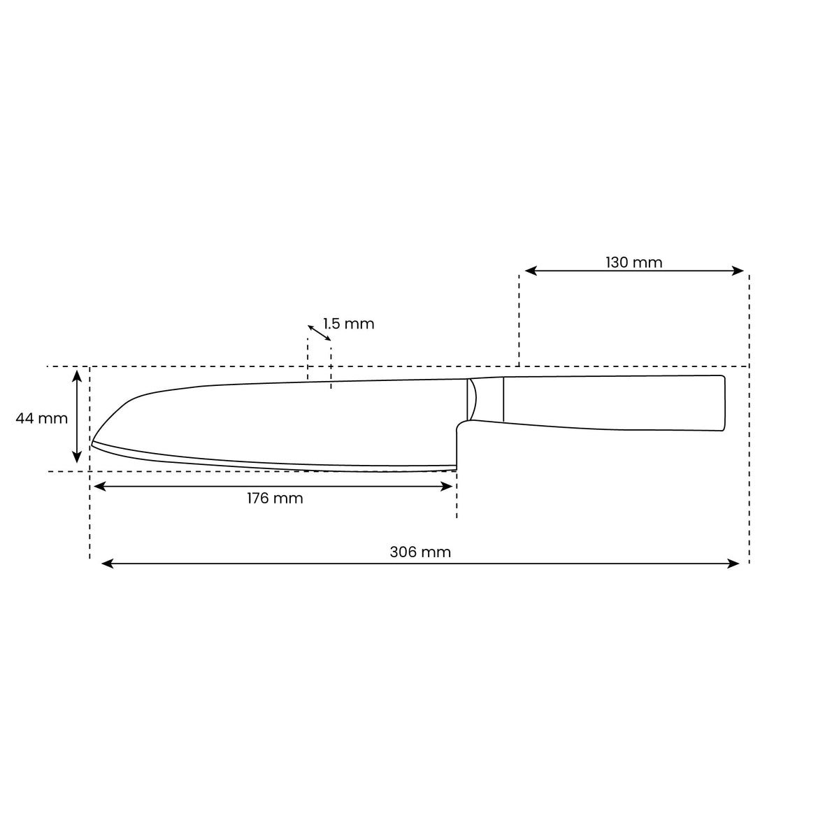 Couteau santoku martelé de style japonais – 18 cm lame de précision