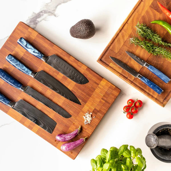 Ensemble de couteaux japonais en damas – Profil équilibré de 8 pièces