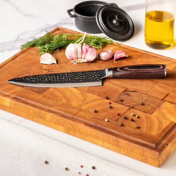 Ensemble de couteaux de chef japonais en damas martelé – Ensemble de 3 pièces