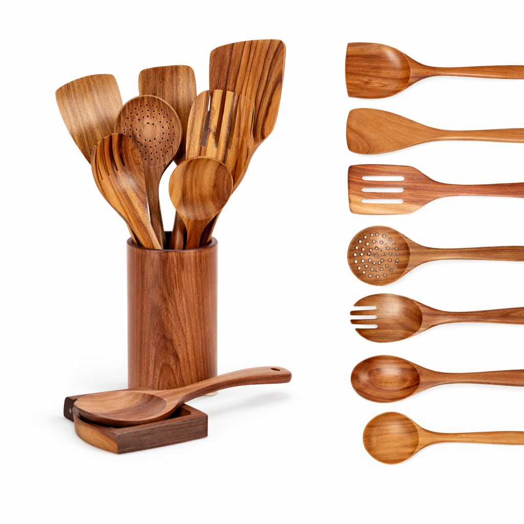 Ensemble traditionnel d’ustensiles de cuisine en bois japonais
