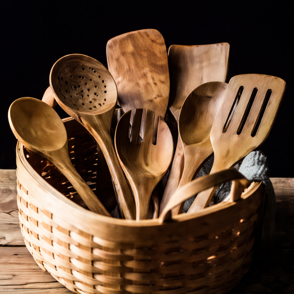 Ensemble traditionnel d’ustensiles de cuisine en bois japonais