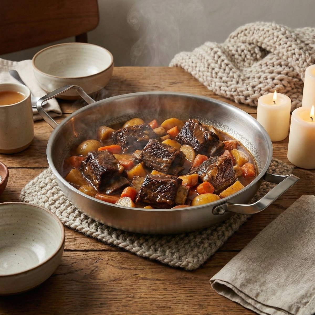 Poêle en titane martelée avec deux poignées