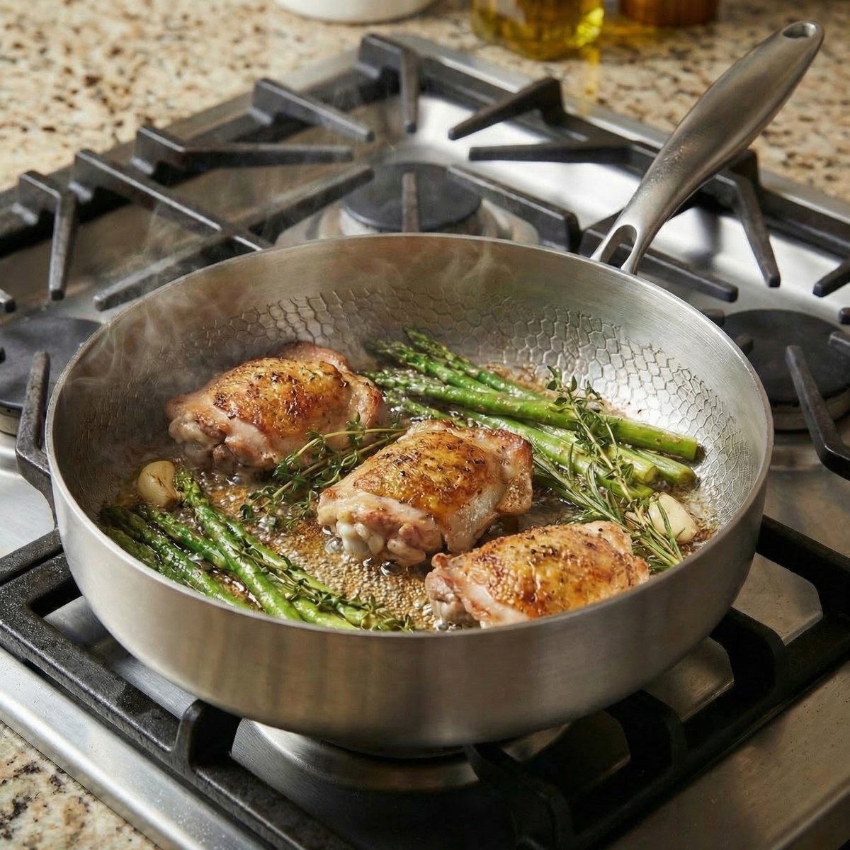 Poêle en titane martelée à bords hauts