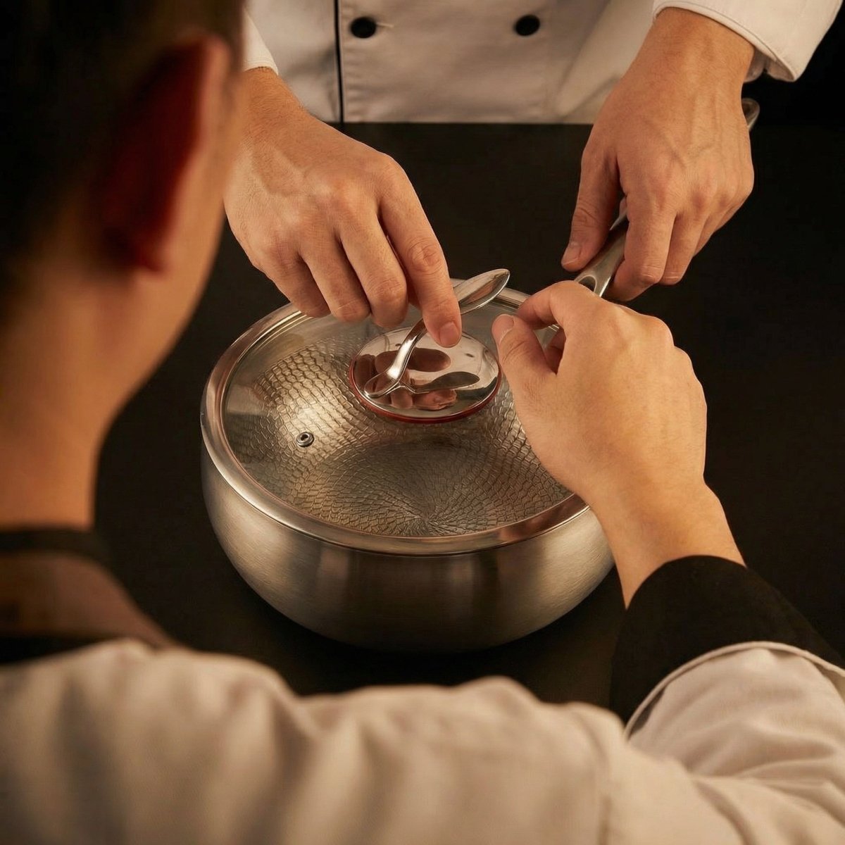 Sauteuse en titane martelée