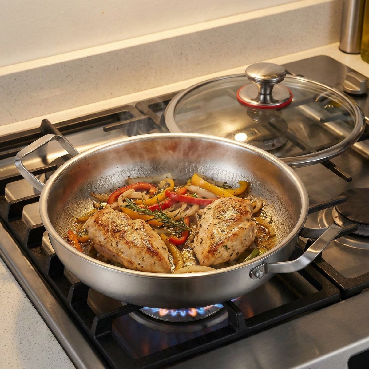 Poêle en titane martelée avec deux poignées