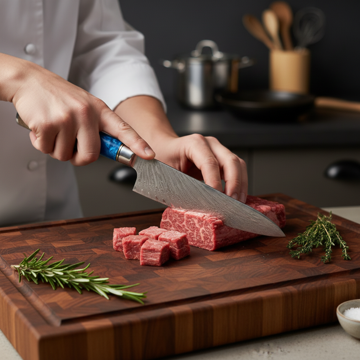 Couteau de chef martelé de style japonais – 20 cm lame de précision