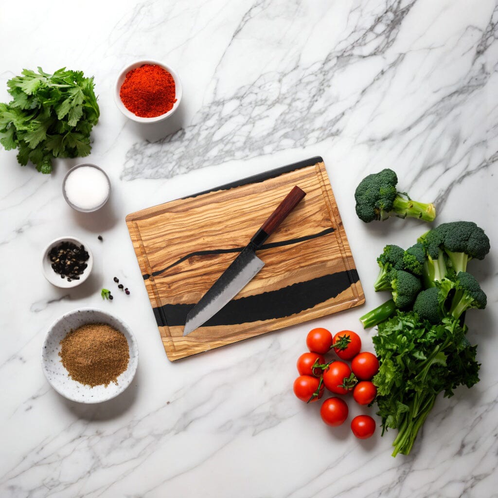 Couteau de chef martelé de style japonais – 20 cm profil équilibré